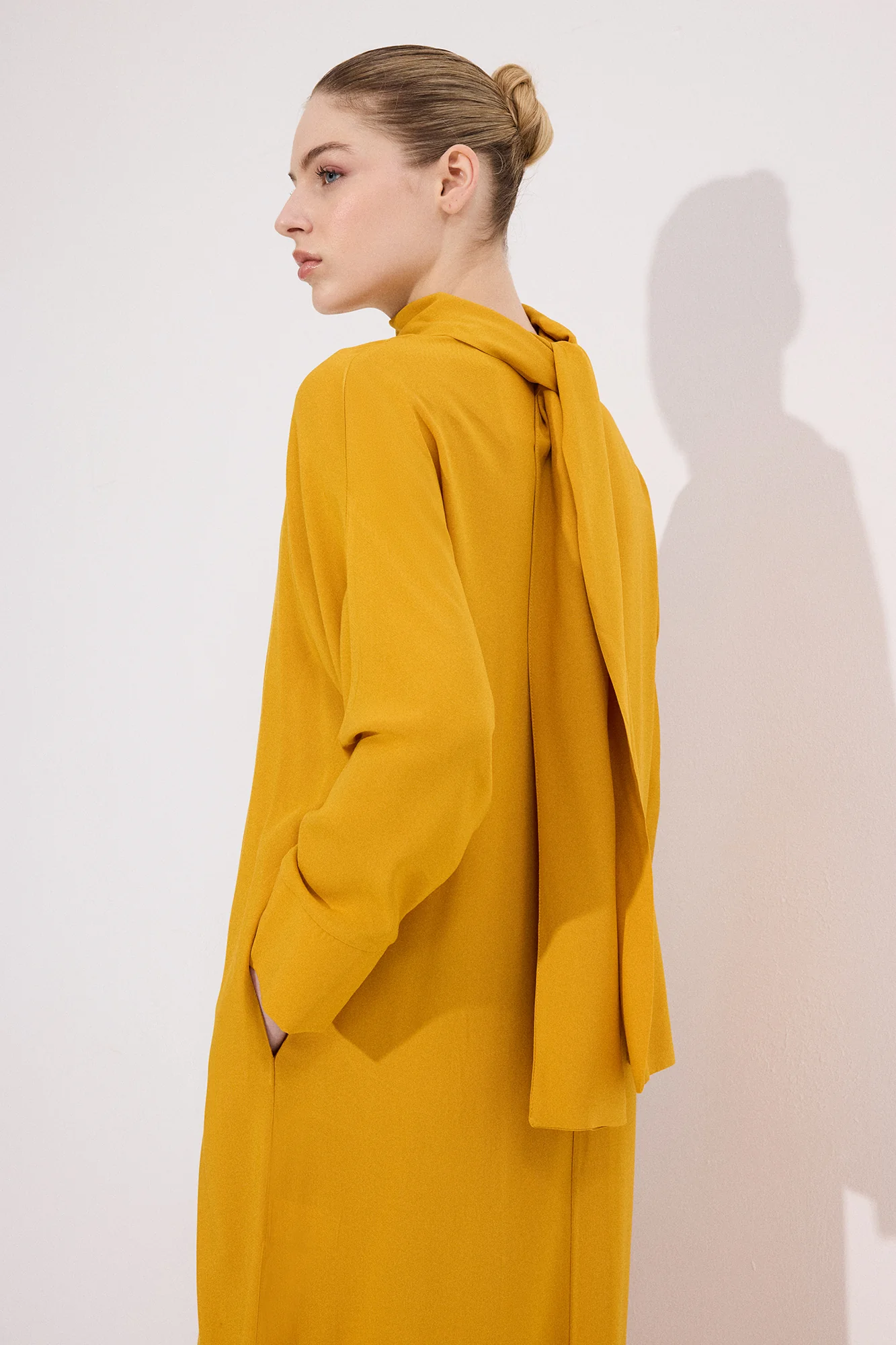 SHAWL COLLAR VİSCOSE DRESS - Image 4