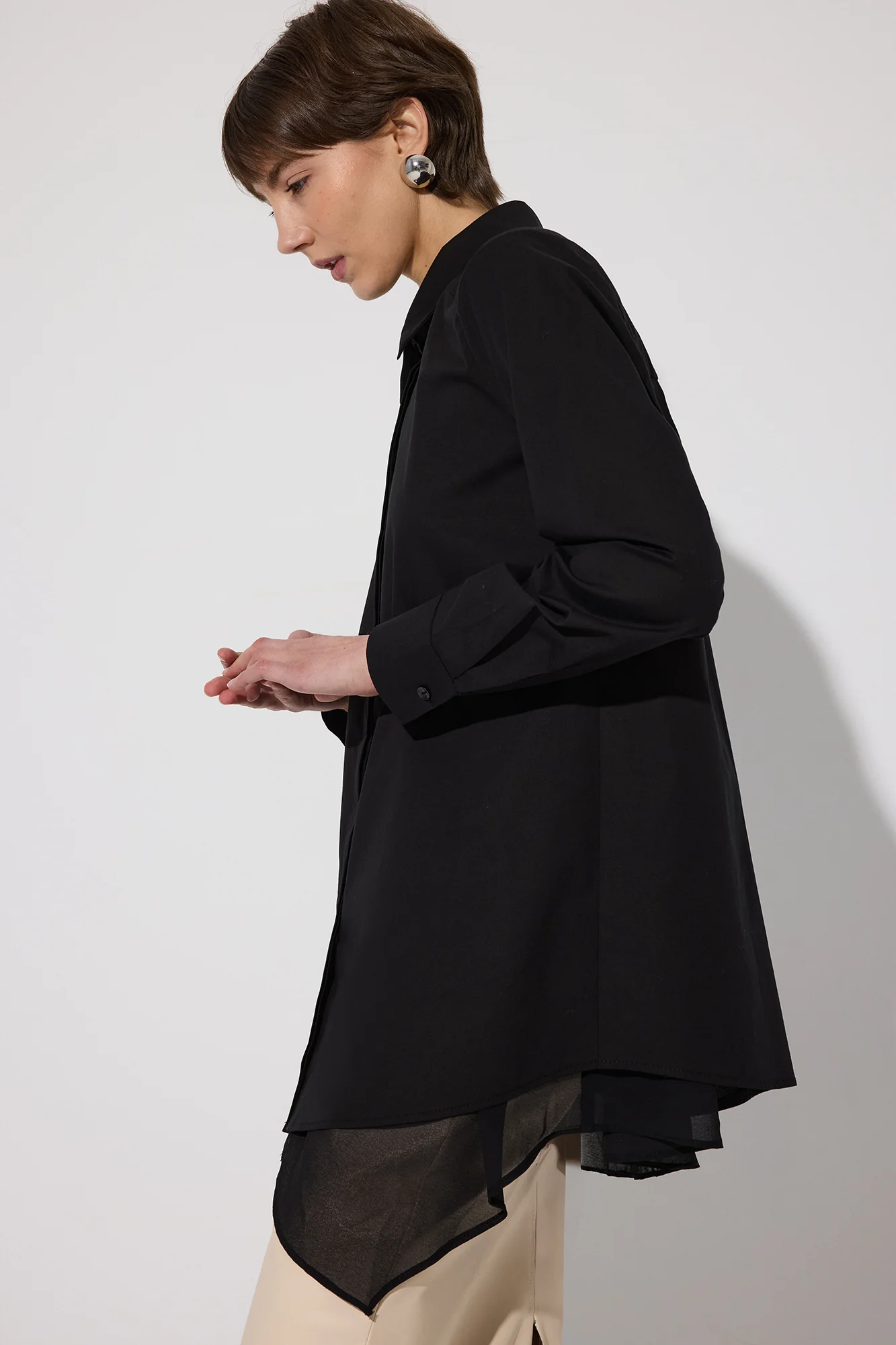 CHIFFON DETAILED POPLIN SHIRT - Image 5