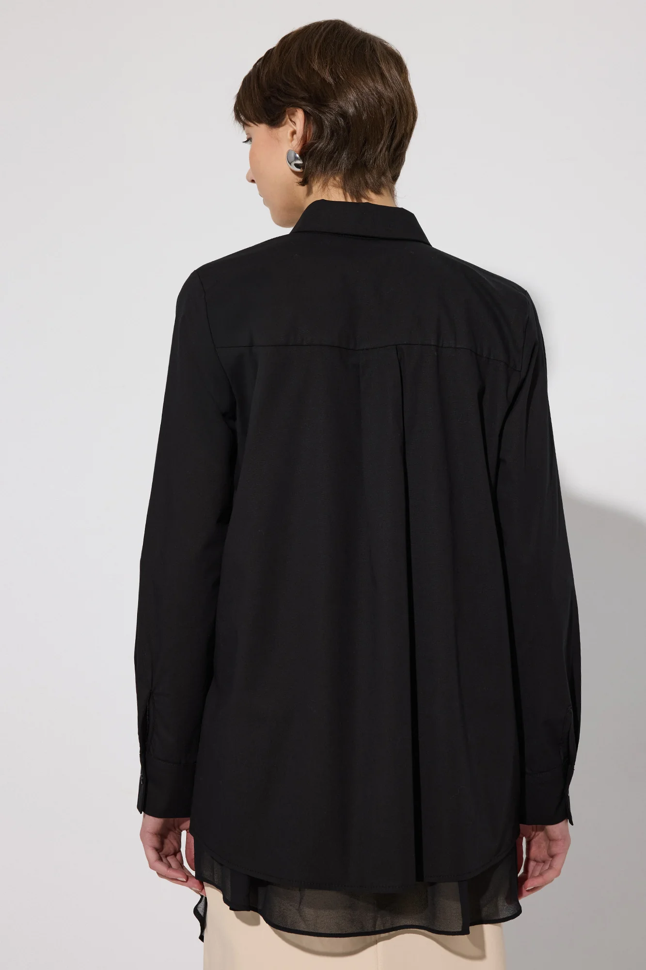 CHIFFON DETAILED POPLIN SHIRT - Image 6