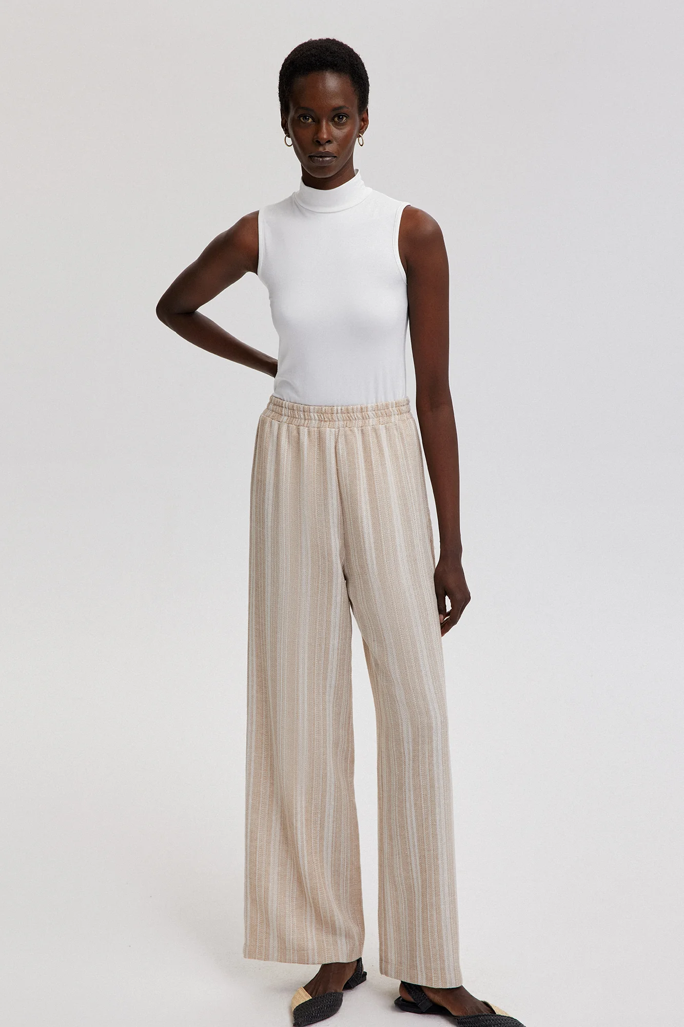 STRIPED TROUSERS WITH ELASTIC WAIST - Image 2