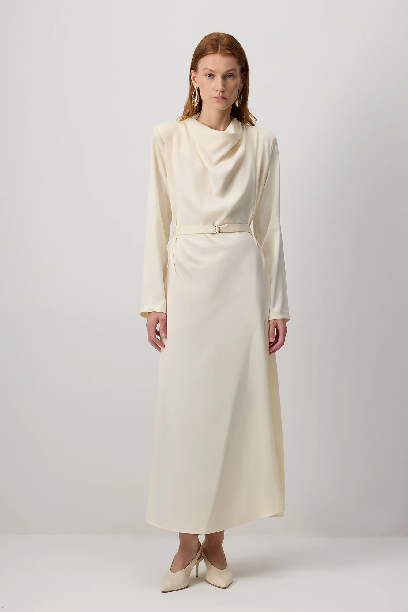 PADDED SATIN DRESS