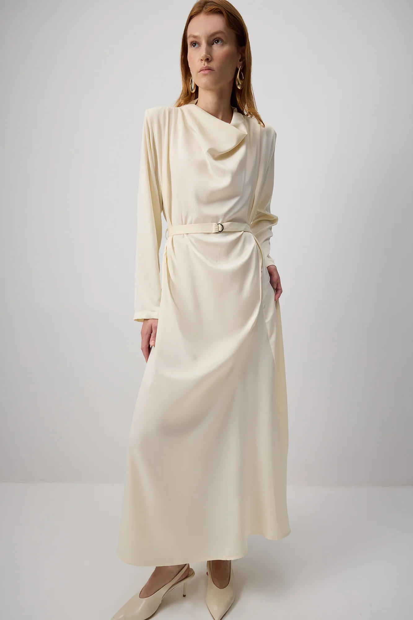 PADDED SATIN DRESS - Image 2