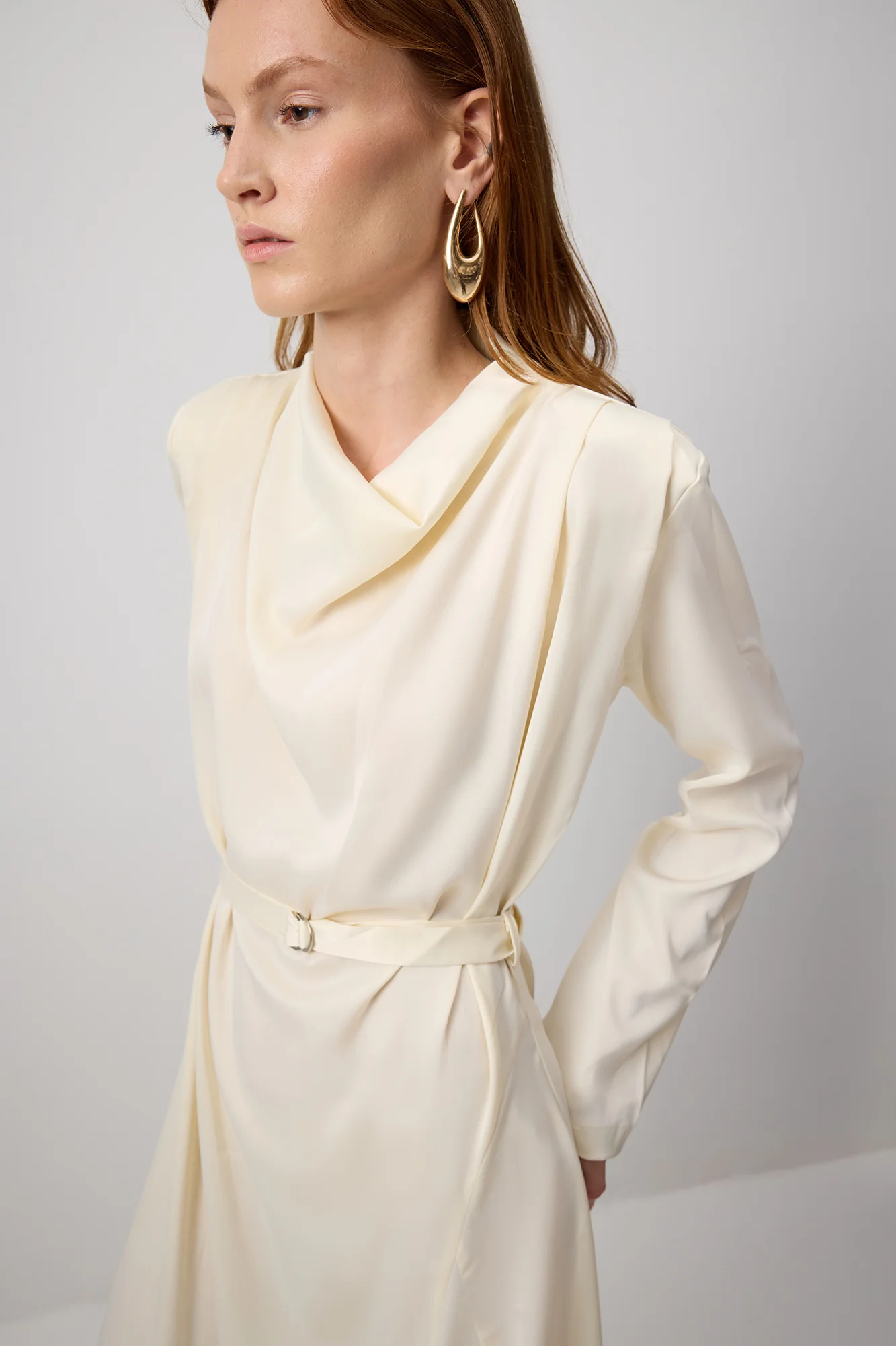 PADDED SATIN DRESS - Image 4